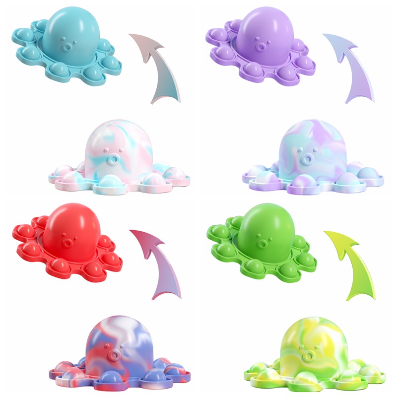 Reversible Silicone Double-Sided Octopus flip Popper octopus Hand Keychain Fidget it Toy Flip Octopus simple dimple