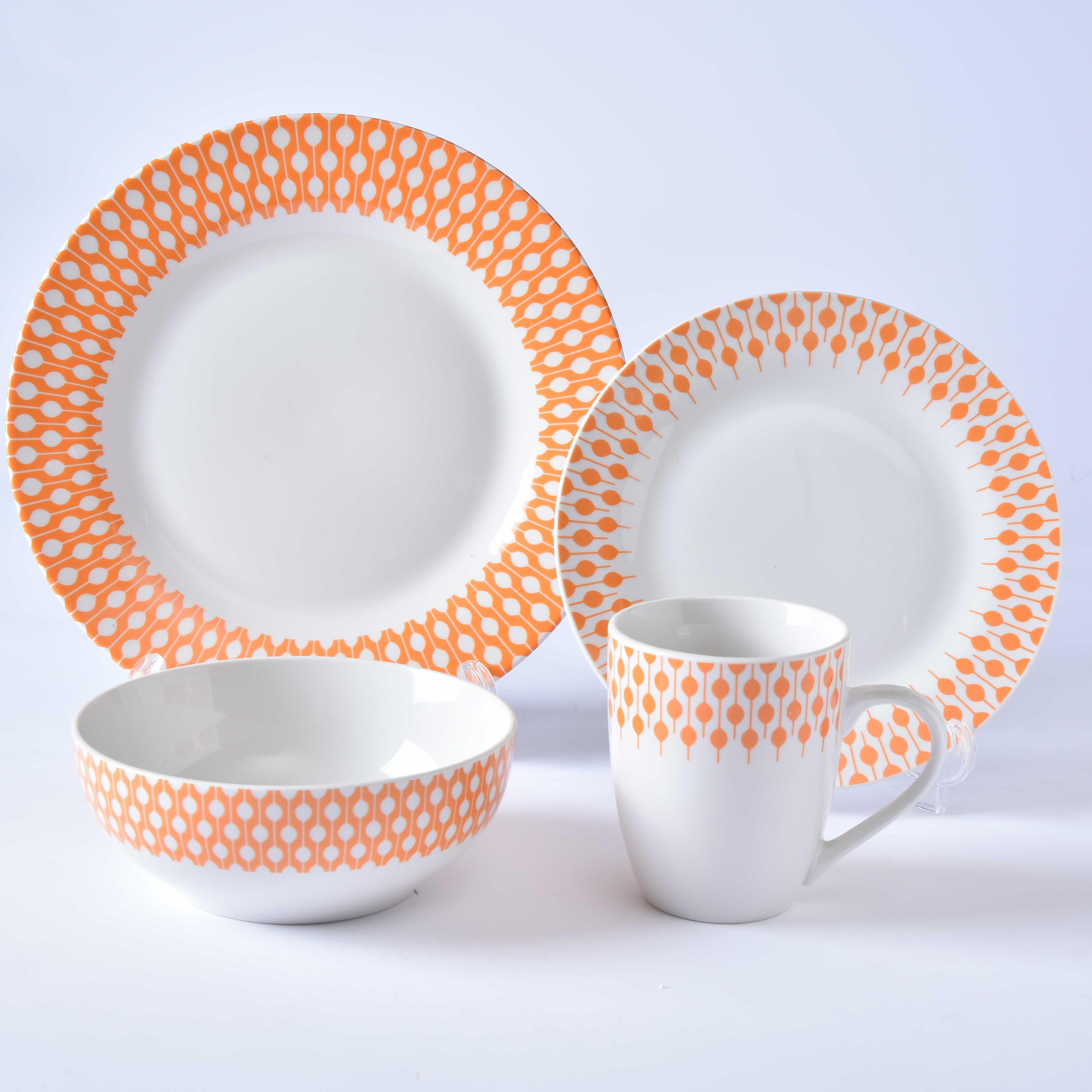 printing design dinnerware set 16pcs orange dinner set good quality dinnerware set