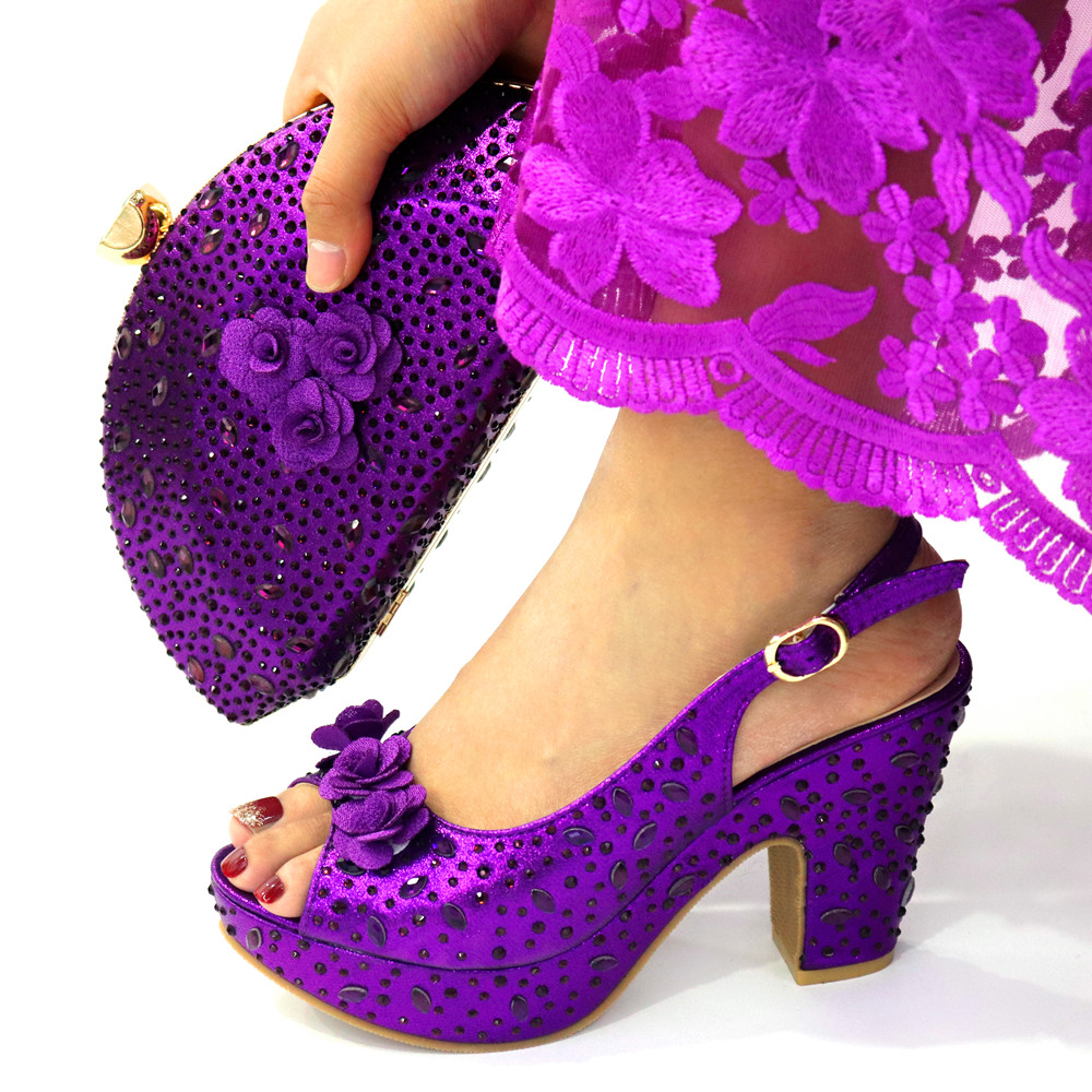 Heel Slipper wine shoes Printed Leather 9cm women shoes pumps With Matching Clutch Bags Sets 38-42