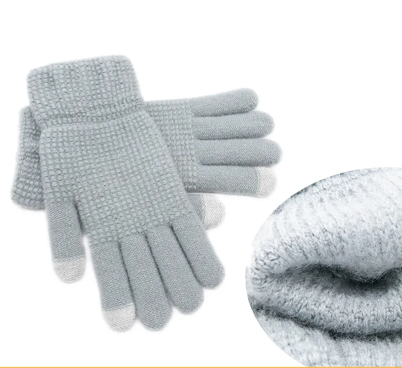Warm Touch Screen Knitted Gloves Plush Thickened Cold Proof Adult Outdoor Sports Knit Gloves Riding Gloves Winter