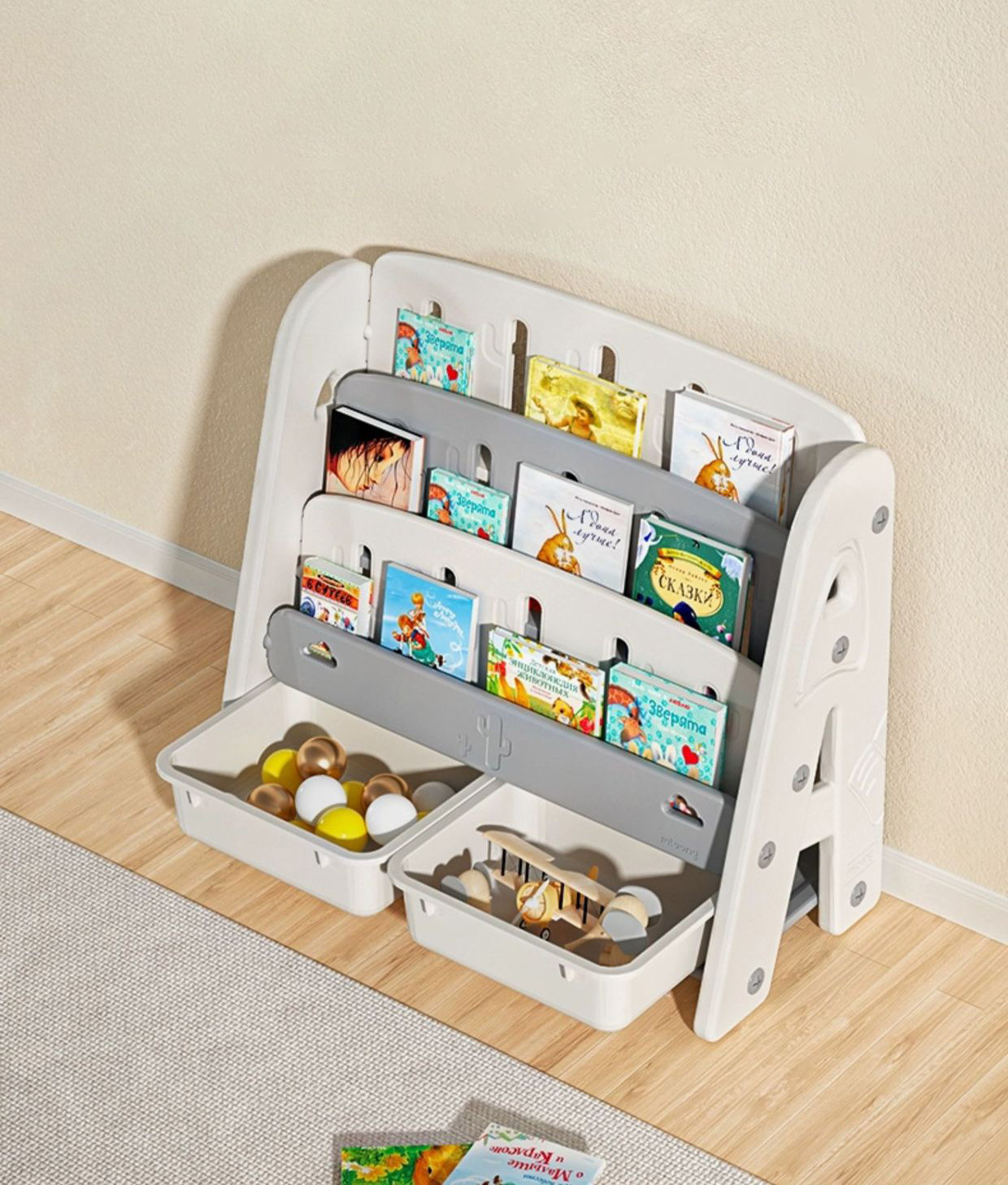 Kids Simple Plastic Baby Picture Book Shlf Kindergarten Rack Bookshelf Saving Space Children Bookcase Storage Cabinet