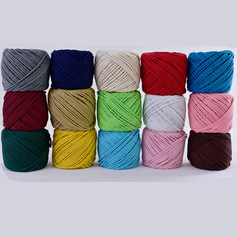 Wholesale 4mm twisted multi color craft cotton rope macrame cord 100 Meters