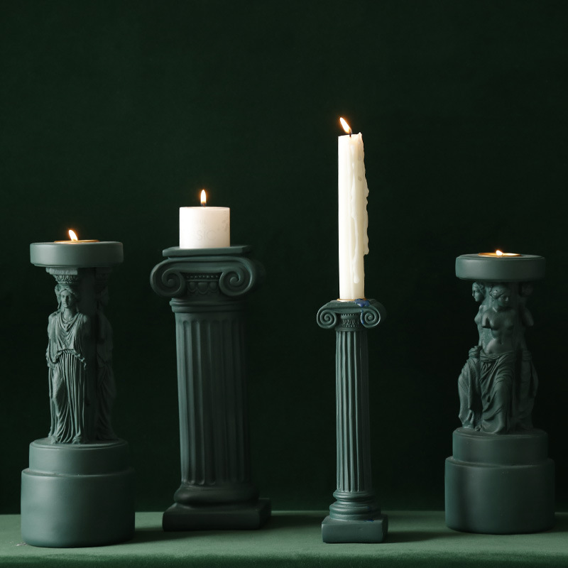 Morandi Color Weddings Sophia Ancient Greek Ionian Roman Column Aroma Tealight Resin Candle Stick Holder