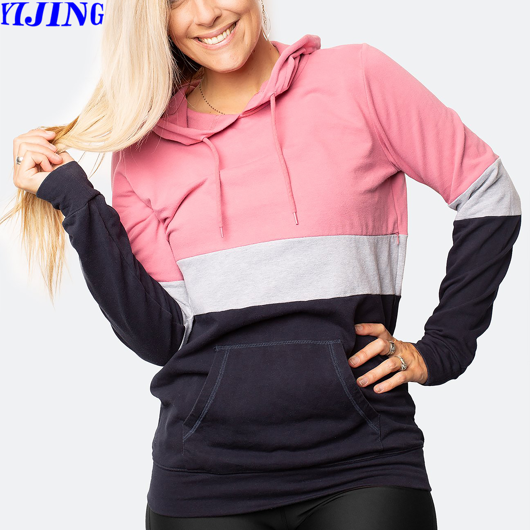Color Block Nursing Top Breastfeeding Hoodies With Horizontal Zips In Front Casual Clothes