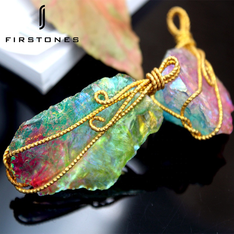 Wholesale Natural Crystal Rough Stone Handmade Pendant Necklace DIY Jewelry Accessories