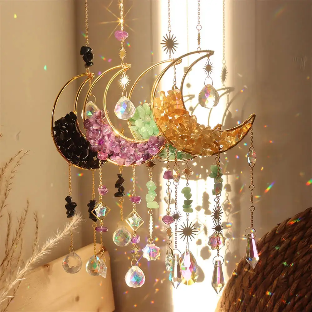 Moon Crystal Suncatchers for Window Decor Sun Catcher Indoor Outdoor Ornament Prism Suncatchers Gift