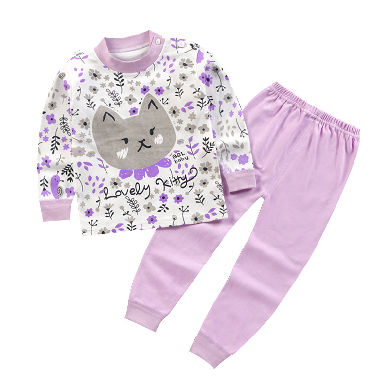 New cartoon animal printing home clothes, children's autumn clothes pants underwear set and winter children's clothing whole