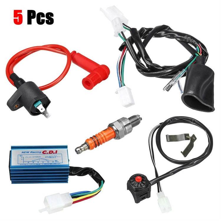 Hot-selling Pit Dirt Bike Motorcycle ATV Good Quality 5Pcs CDI Wiring Harness Switch Coil Kit 50/110/125/150cc