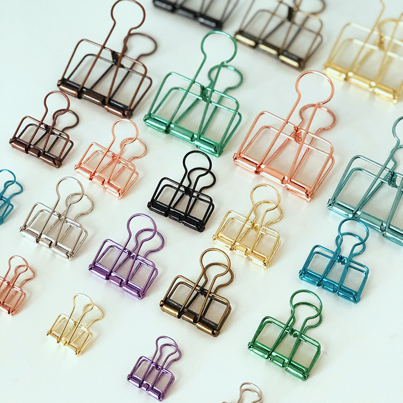 Middle Size Color Paper Clip Vintage Bronze Hallow Durable Metal Binder Clips Memo Clips Paper Clamps Bookmark