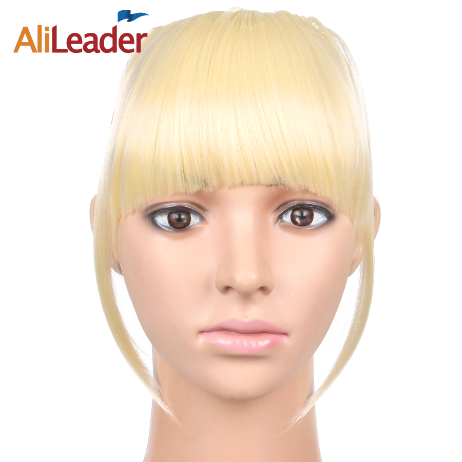 Оптовая цена, прямая передняя аккуратная челка AliLeader с зажимом, синтетические волосы