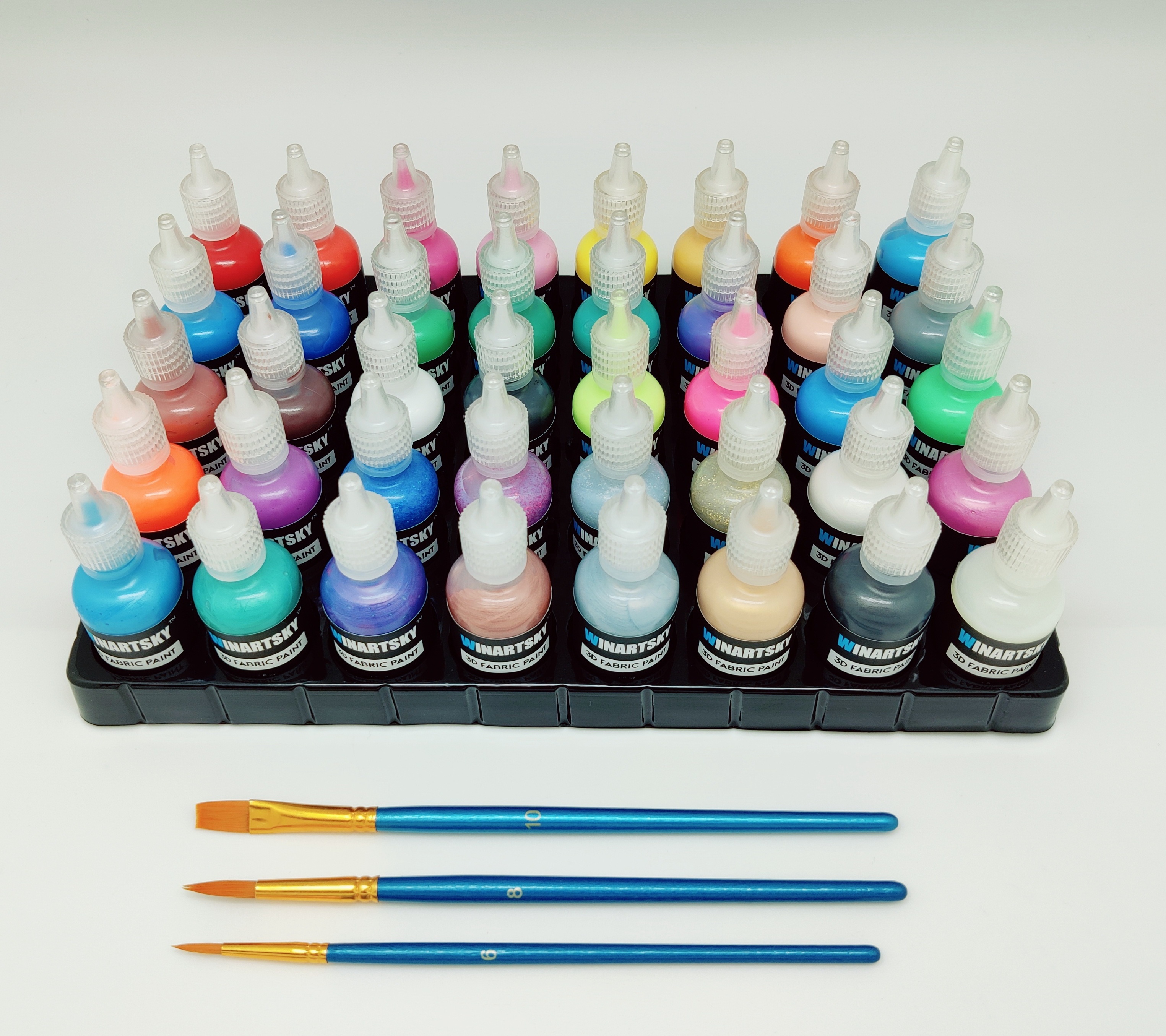 3D Fabric Paint 40 Colors Permanent Textile Paint with 3 Brushes and Stencils