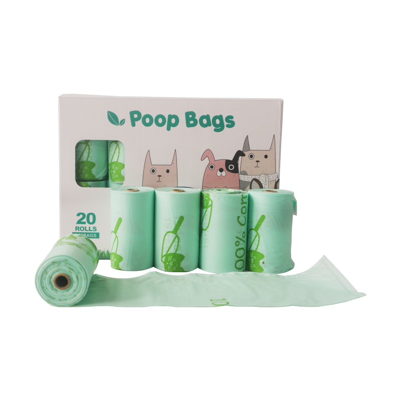 Hot sell biodegradable new clean and hygienic portable dog poop bag cornstarch dispenser waterproof doggy pet poop bags