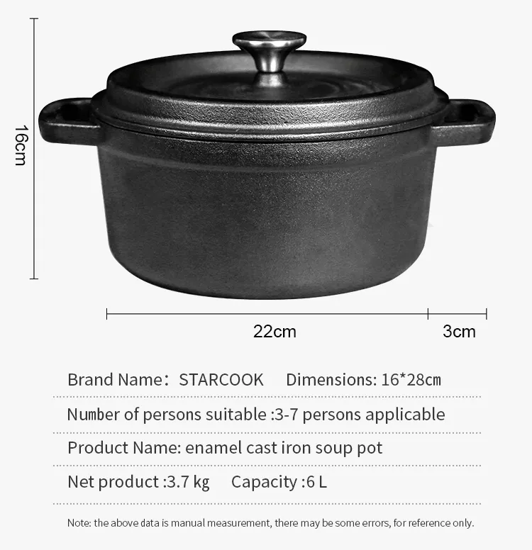 Cast Iron BBQ Cooking Pot Dutch Pot For Kitchen Stove