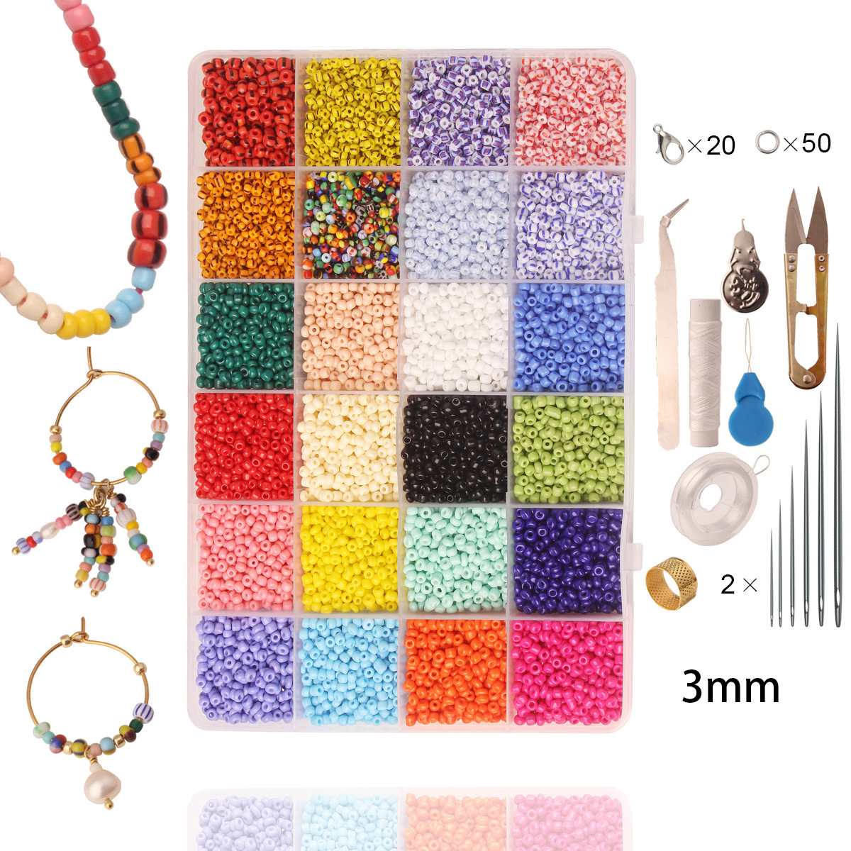 Fashion 24 Colors 3mm/4mm Glass Beads DIY Handmade Bracelet Necklace Make your own Arts&Crafts Jewelry Making Kit
