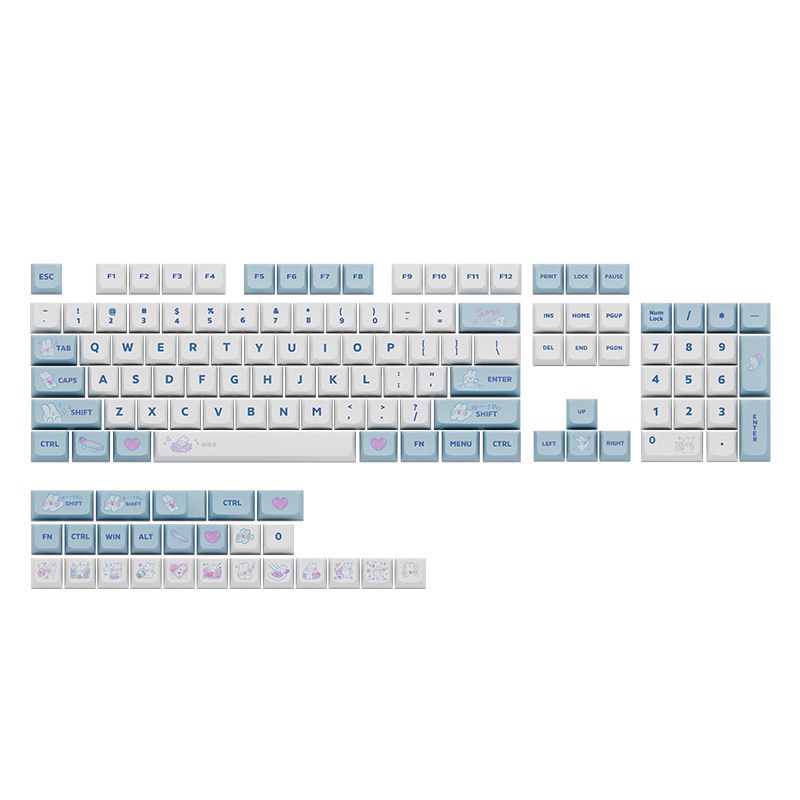 2023 dropshipping XDA профиль синий кролик краситель сублимации PBT печатные 129 колпачки для Cherry MX Переключатель механическая клавиатура