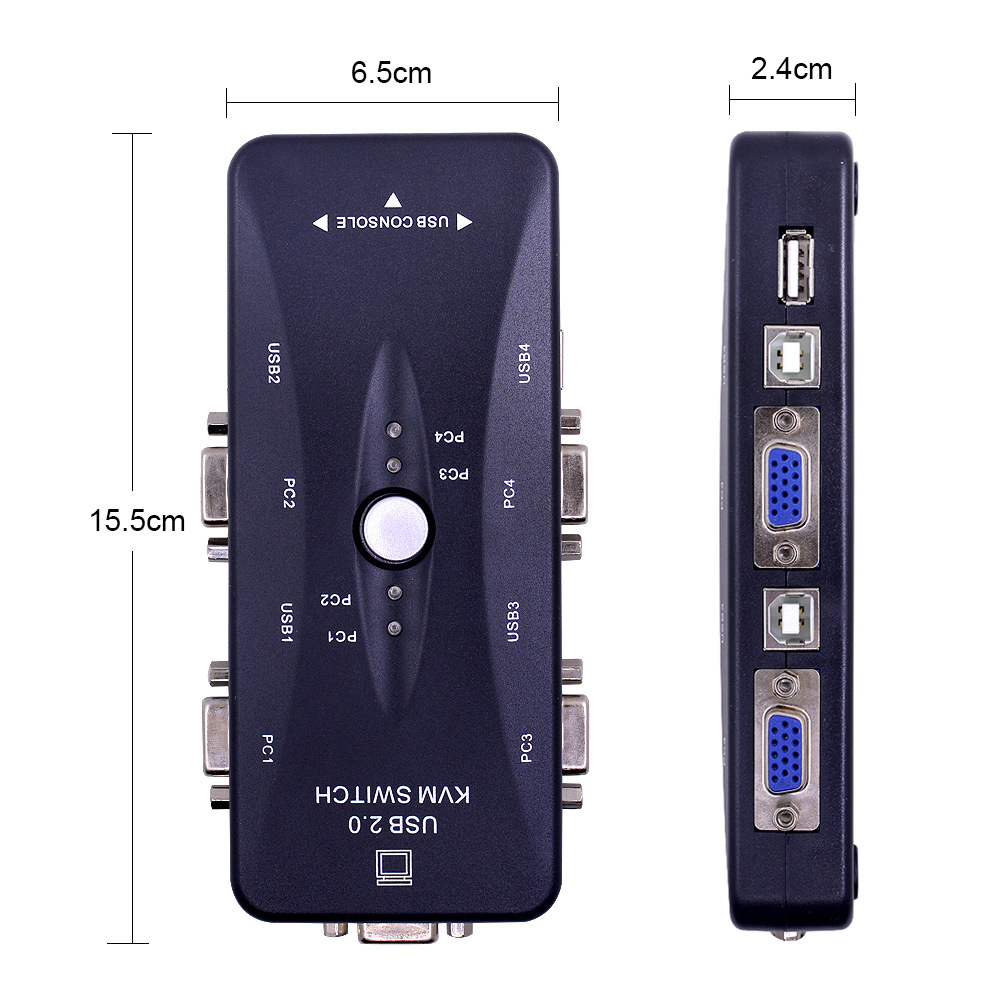 4 Port VGA USB2.0 KVM Switch Splitter Auto Controller Keyboard Mouse Printer Up to 1920*1440