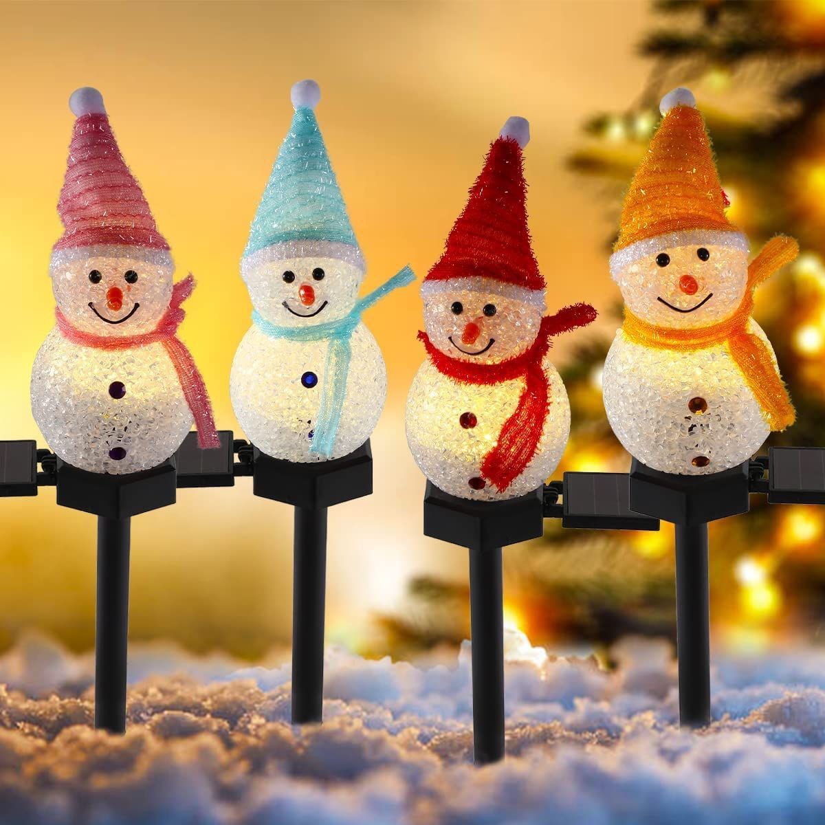 Solar Garden Light Outdoor Decoration Waterproof Christmas Snowman Plug in Solar Decorative Light
