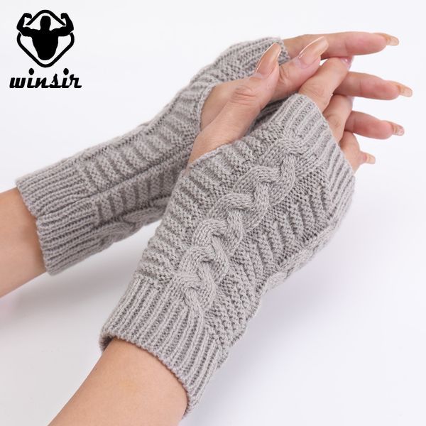 Winter Warm Cable Knitted Arm Warmer Fingerless Long Gloves Exquisite Thermal Mittens Fashion Women with Thumb Hole