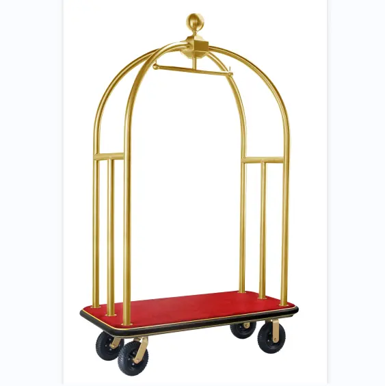Stainless Steel Luggage Cart Baggage Trolley Hotel Bellman Cart  Birdcage Luggage Carts