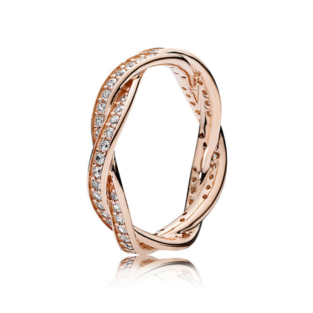 Wholesale Pan 925 Sterling Silver Ring Classic Rose Gold Entangle Wheel of Fortune Wedding Ring For Women Gifts Fashion Jewelry