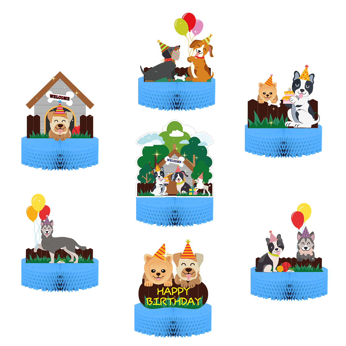 Umiss Paper 2021 новый дизайн Pet dog Honeycomb центральные части 3D настольные украшения для детей Baby Shower товары для дня рождения