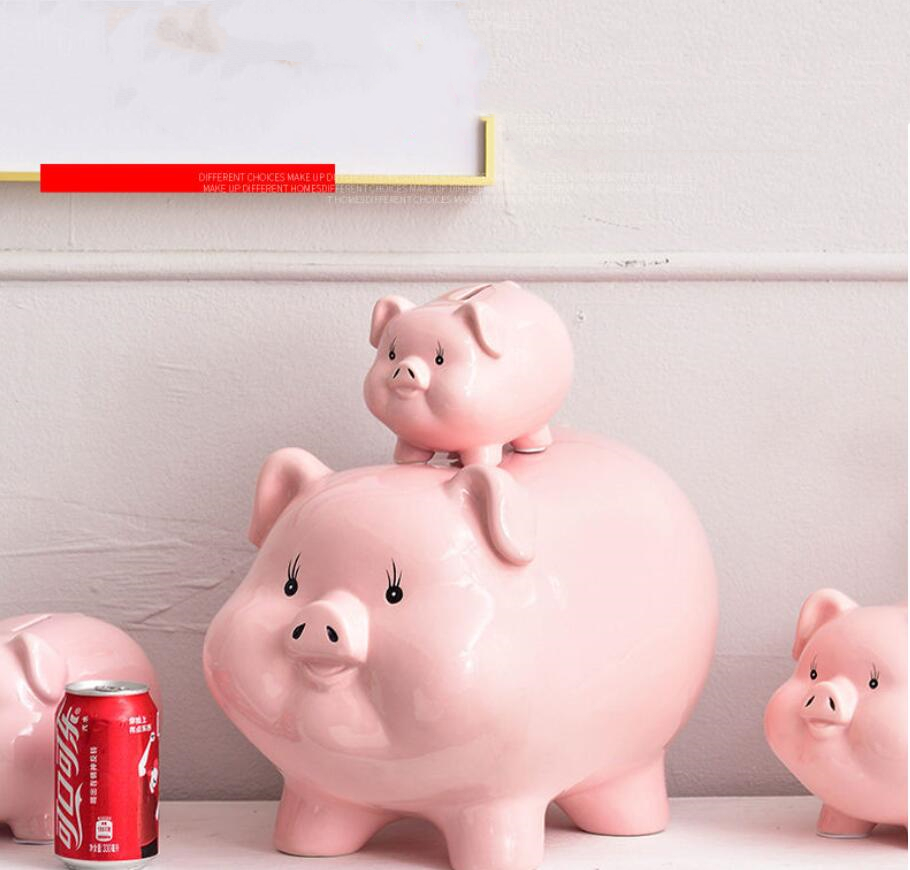 Оптовая продажа, Керамическая Свинья Копилка на заказ, рекламный подарок, Индивидуальный размер логотипа и цвет копилки