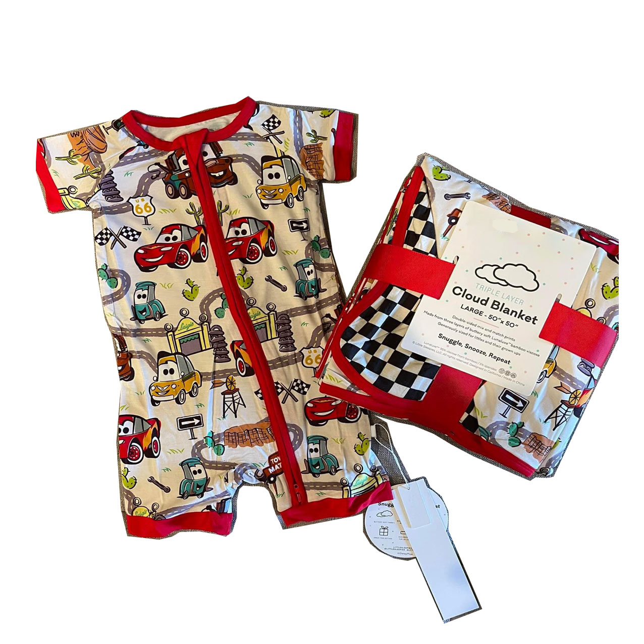 Radiator Springs Toddler Newborn Boys Girls Short Sleeve Bamboo Rayon Baby Shortie 2 ways Zip Cotton Baby Bodysuit