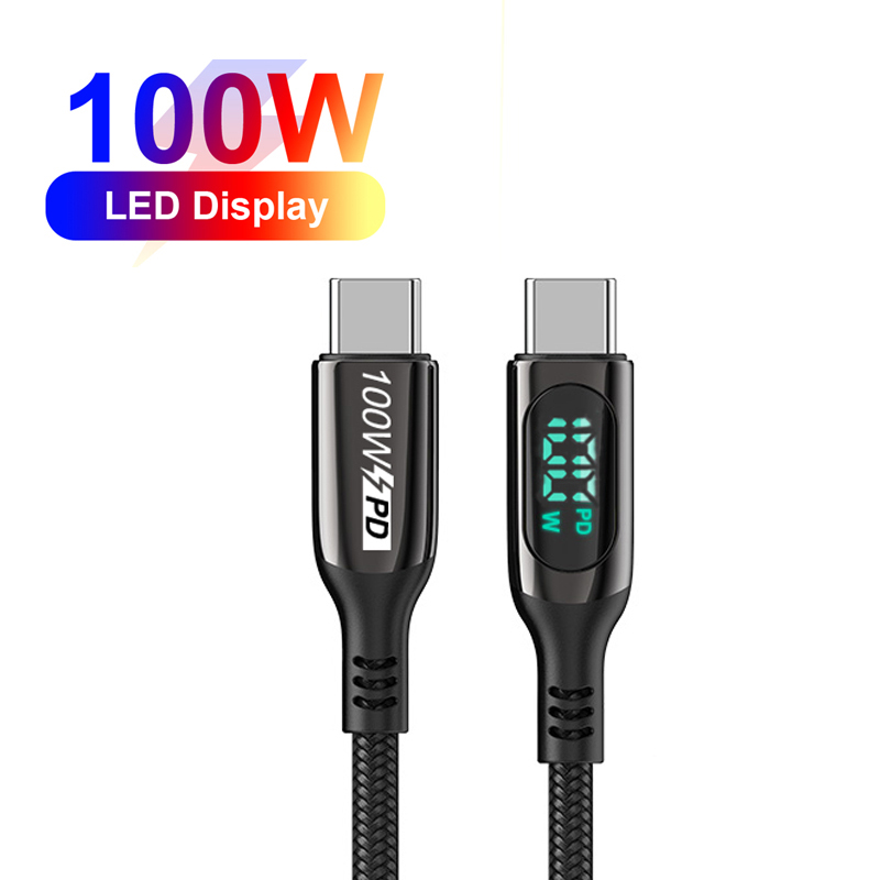 Universal Power Display 100W Type C Super Charging USB C Cable For Samsung For Huawei FCP 5A Fast Charging Cable