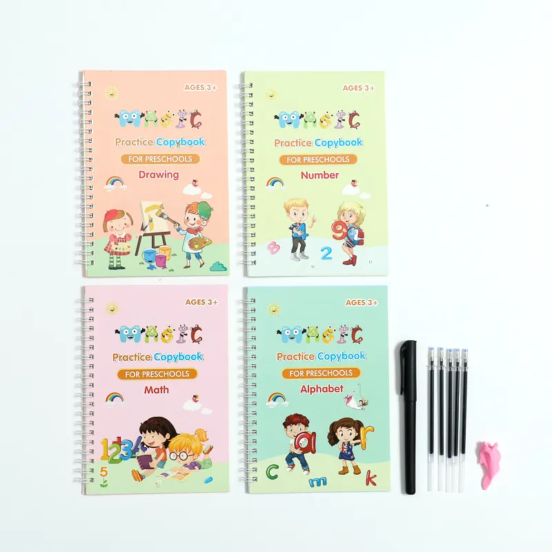 4pcs Set Magic Reusable Calligraphy Book with English Language for  Preschool Kids  Practice Writing  Copybook