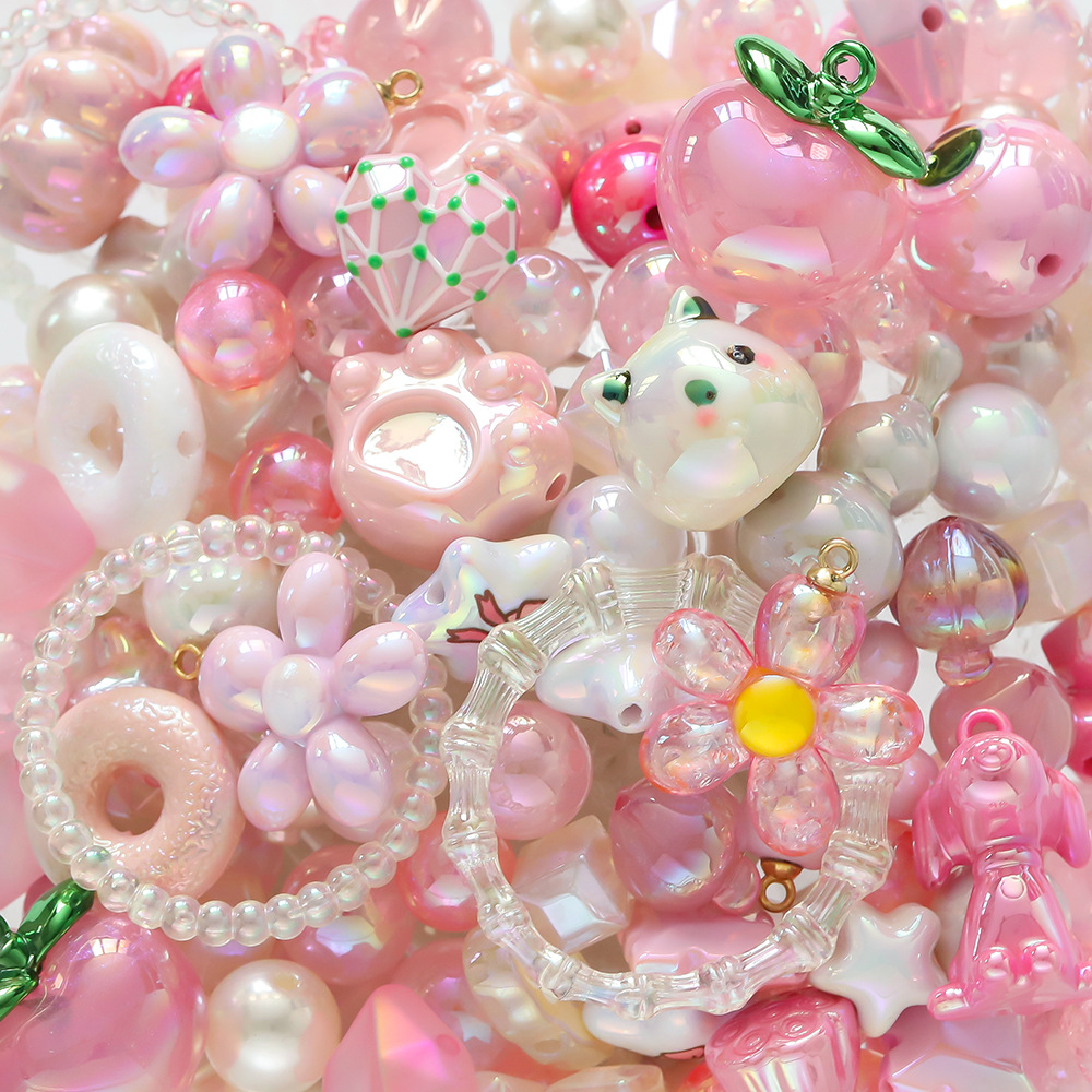 Wholesale hot selling acrylic UV plated mixed models multi-specification plastic beads for bracelet making diy