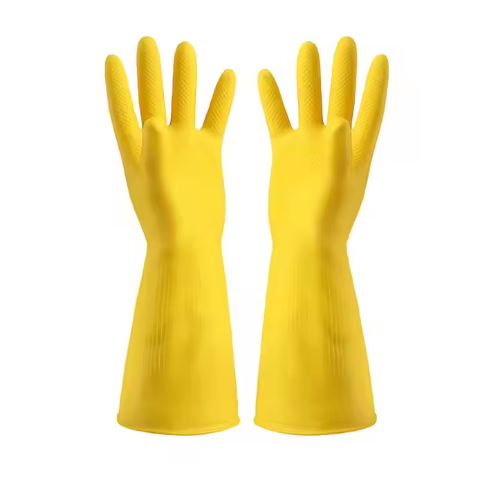Dependable Performance Yellow Waterproof Oilproof Household Rubber Gloves for Cleaning Kitchen