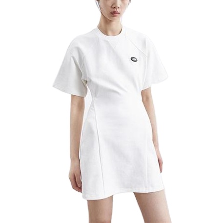 Casual Pure White High Waist Hollow Out 100% Cotton Patch T-Shirt Dress