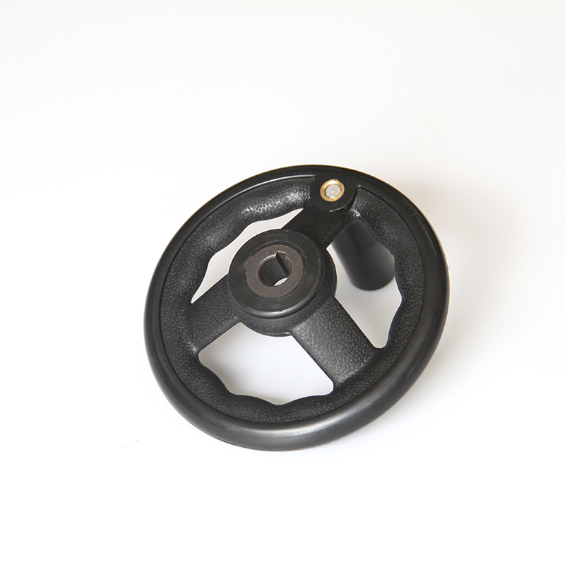 Black plastic ABS three strip corrugated pattern can be customized with inner hole thread machine mechanical handwheel handle