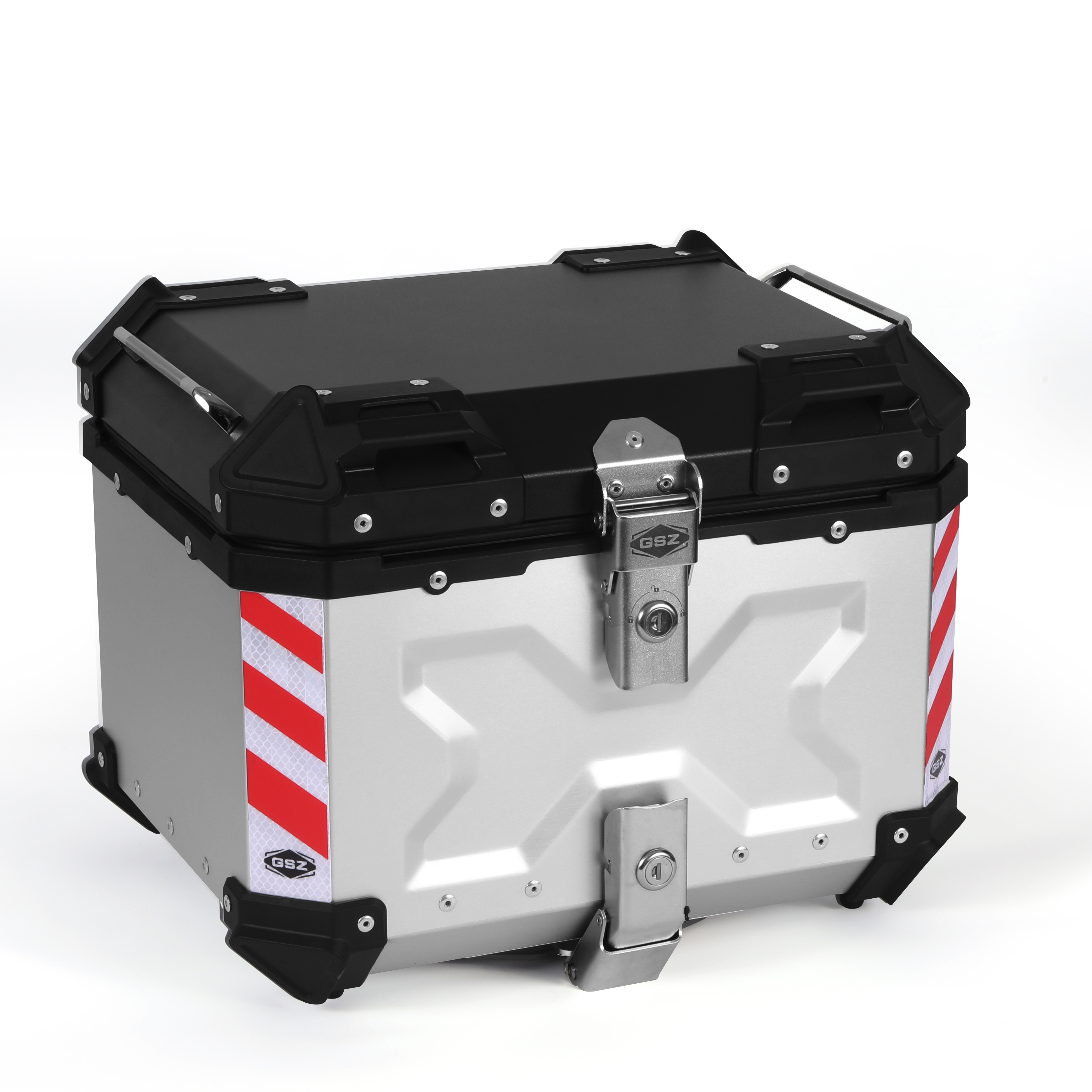 Vcan 45L Aluminium Alloy Top Box Modern Black Silver Waterproof Motorcycle Tail Boxes