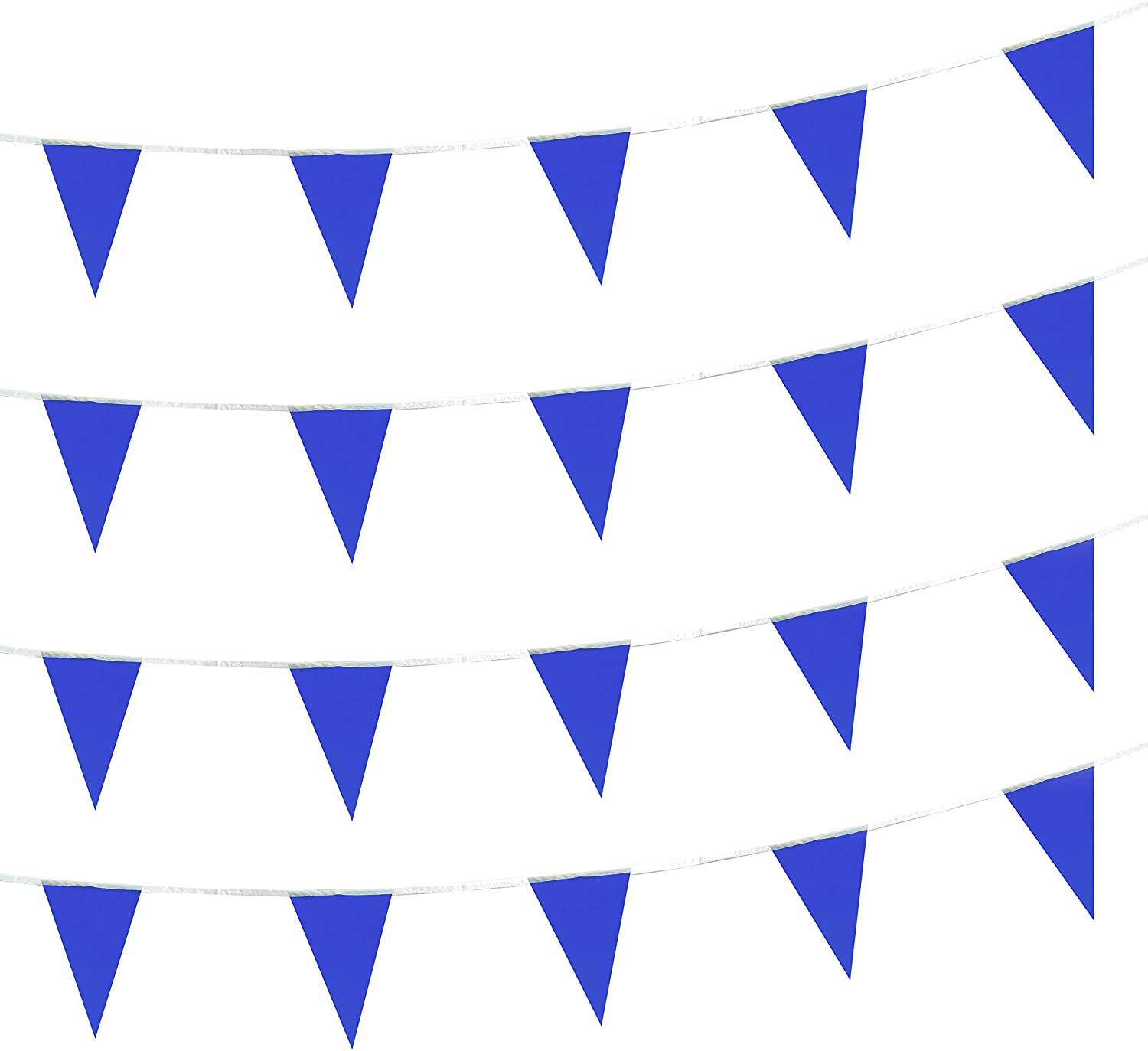 Solid Blue Pennant Banner Flags String Triangle Bunting Flags Decorations for Grand Opening,Birthday Party,Festival Celebration