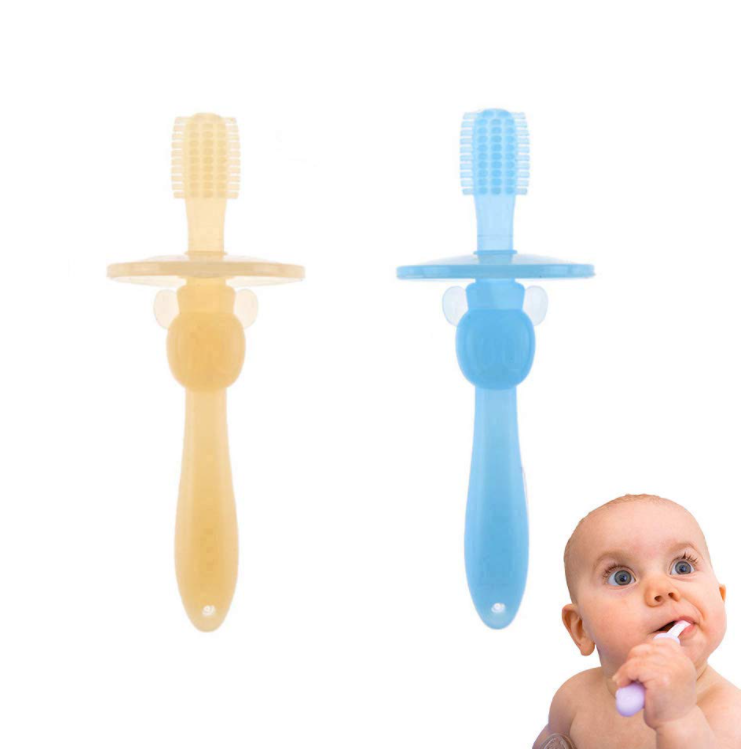 360 Baby Toothbrush with Suction Base Infant Silicone Toothbrush Teethers for Babies Teething Toys