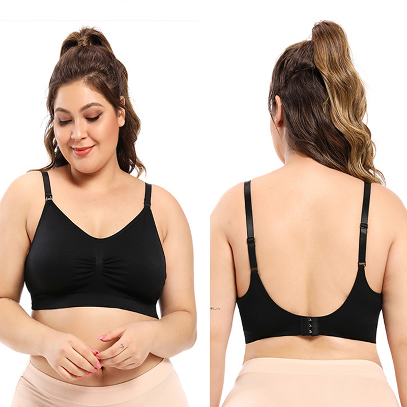 No rims plus size nursing bra Breathable and comfortable skin-friendly underwear Front buckle seamless nursing bra
