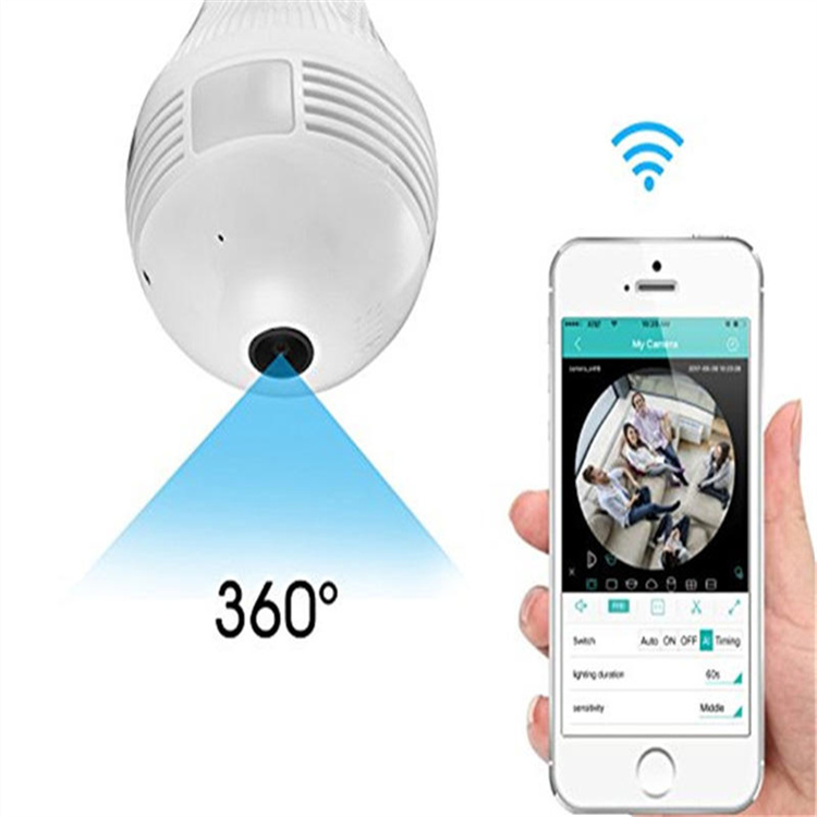 Умная камера видеонаблюдения V380 с лампочкой, Wi-Fi, 360 градусов, 2 МП