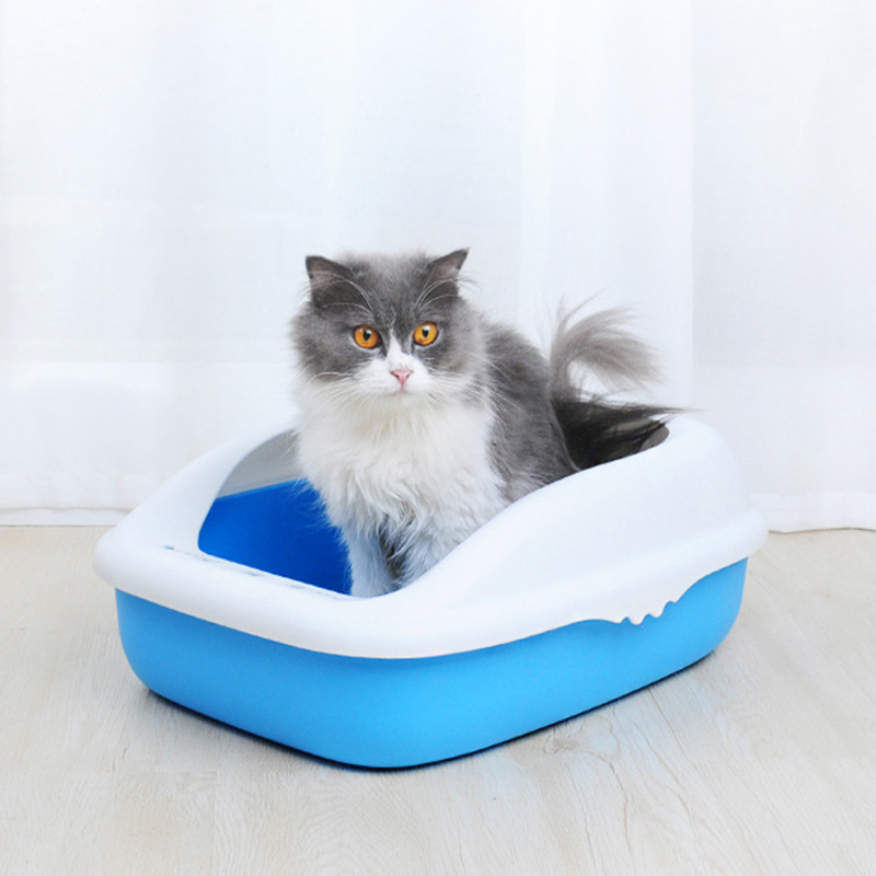 Colorful durable eco-friendly plastic PP cat litter box pot with litter scoop cat litter tray cat toilet tray
