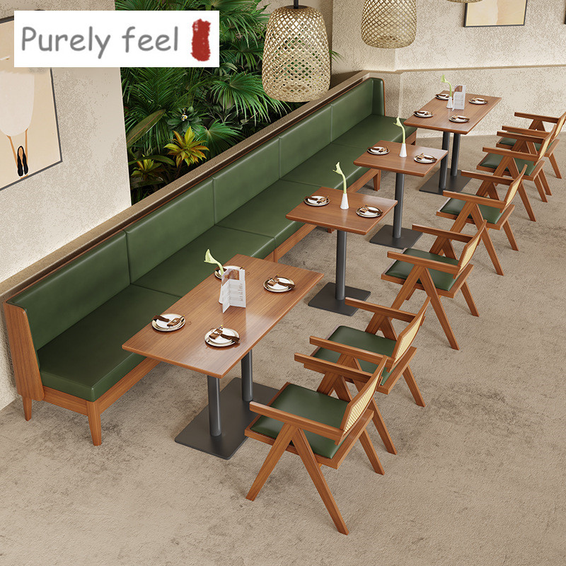 PurelyFeel диван-будка из ротанга из массива дерева кофейный столик и стул комбинированная мебель для ресторана