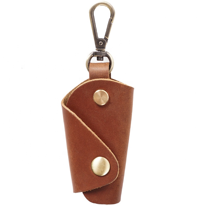 2021 New Style Colorful Simple Crazy Horse Leather Metal Key Chains Holder