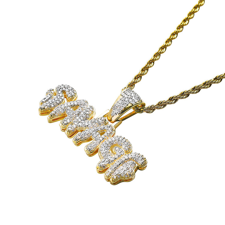 Fashion Hip Hop Rap Jewelry Necklace Micro Pave Cubic Zirconia Iced Out SAVAGE Letter Pendant
