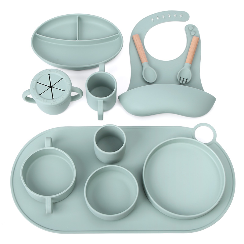 Silicone Child Plate Baby Plates Sets Baby Feeding Dish Suction Baby Silicone Tableware Plate Bowl With Spoon