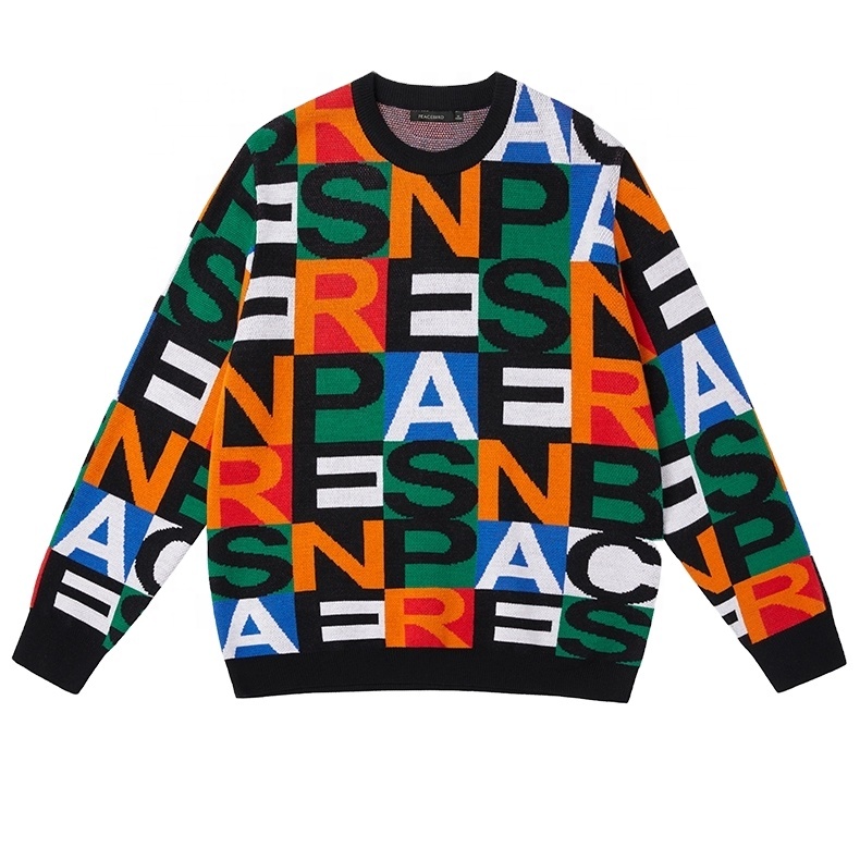 New Custom LOGO OEM & ODM men's sweater Jacquard knitwear men Crewneck pullover knit jumpers winter cotton Knitted men sweater
