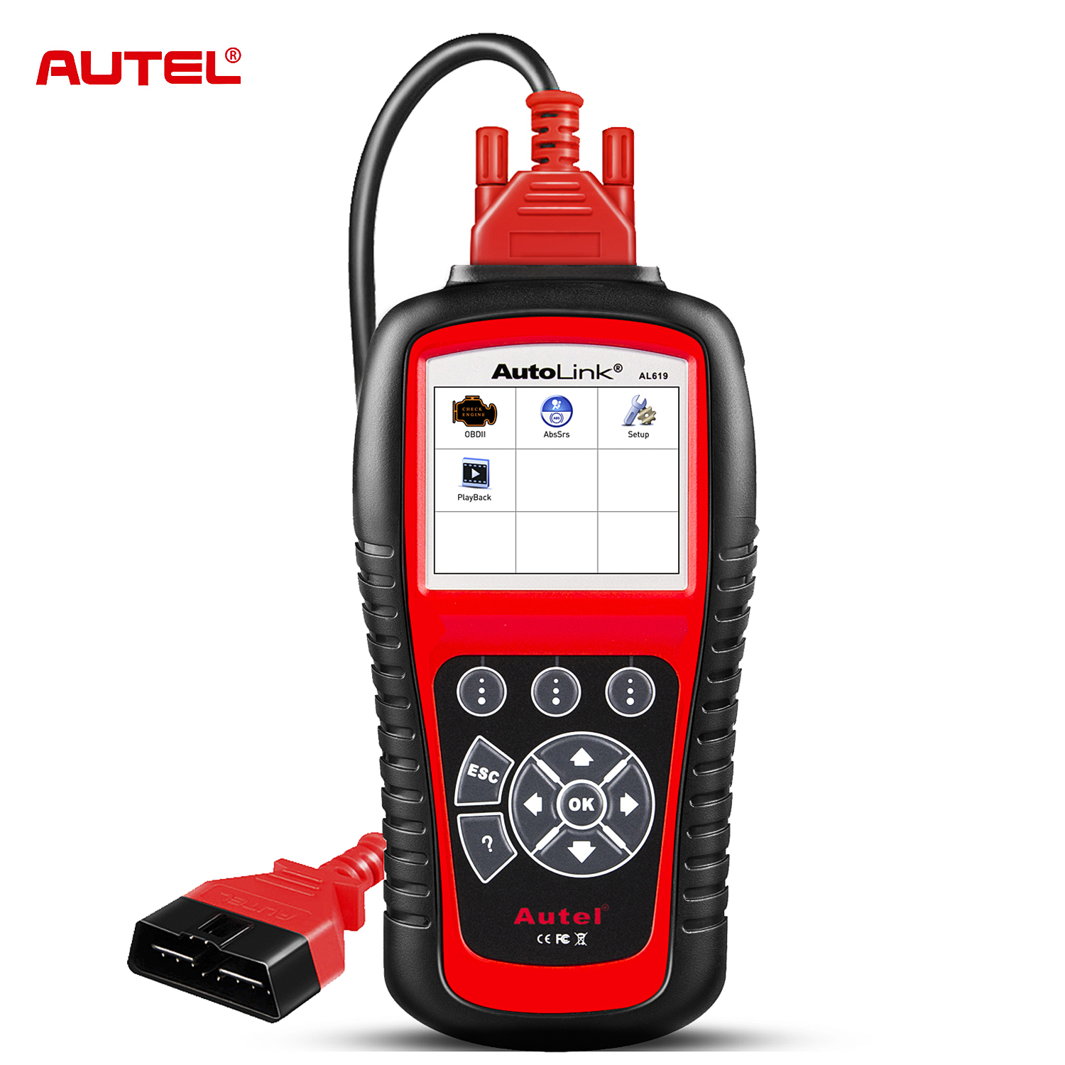 Autel AutoLink AL619 ABS/SRS OBD2 сканер автомобильный диагностический инструмент один клик OBD II автомобильный считыватель кодов Автомобильные диагностические инструменты
