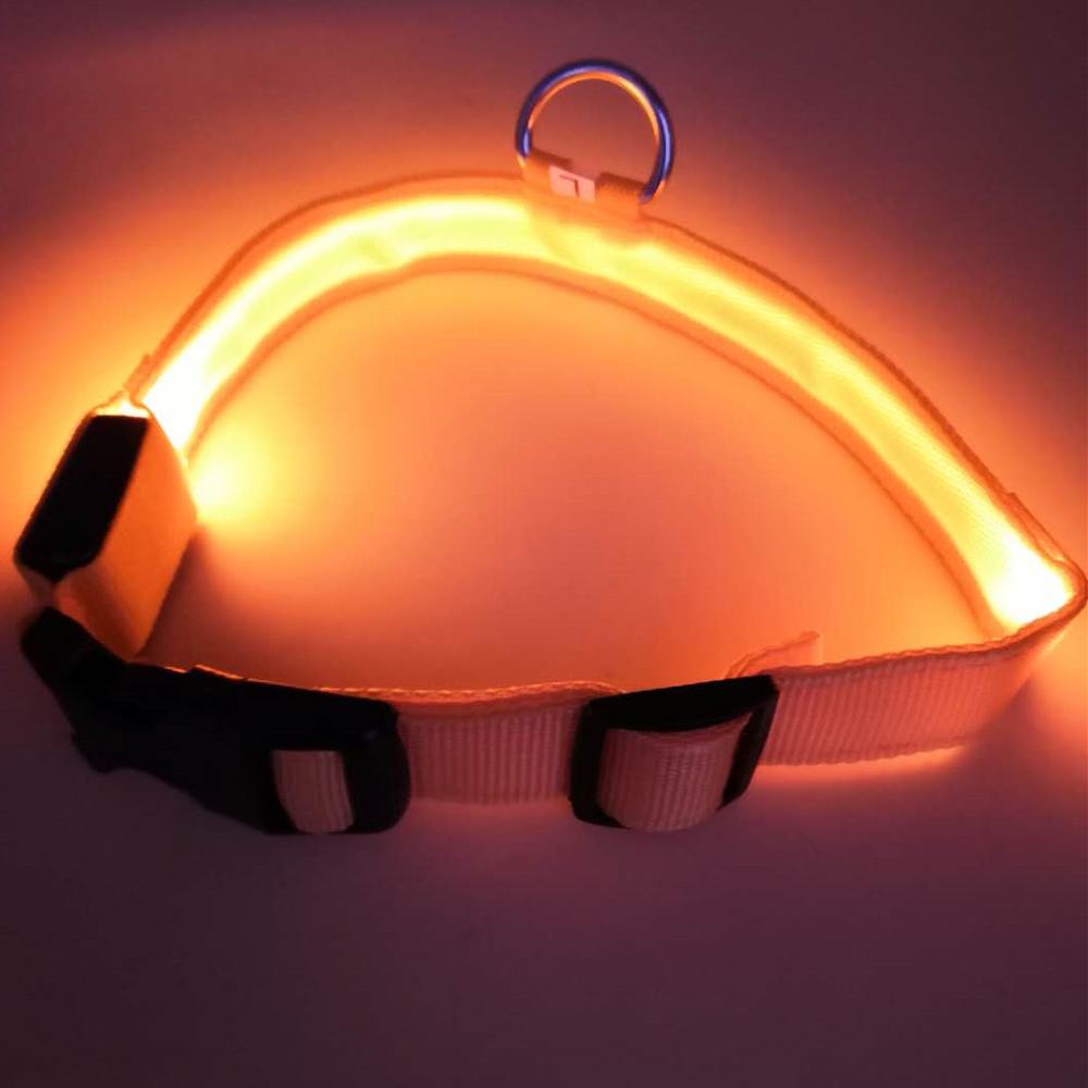 LED Dog Pets Collar Adjustable Polyester Safe Luminous Flashing Necklace Pet Supplies