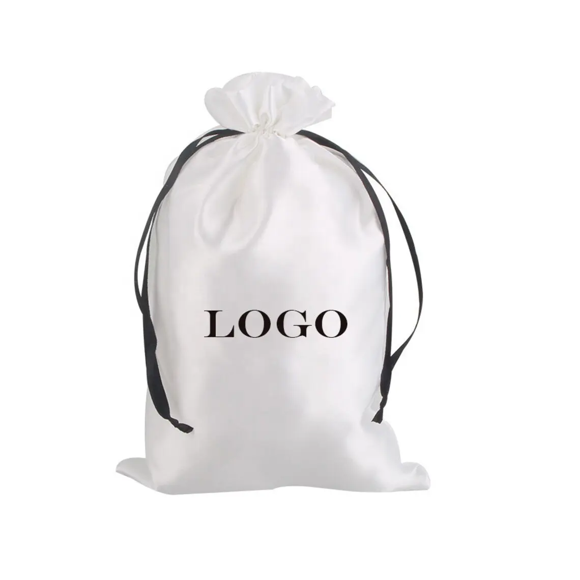 Custom large Satin drawstring bag with custom logo Gift Packaging Bag Satin Drawstring Dust Bag For Jewelry