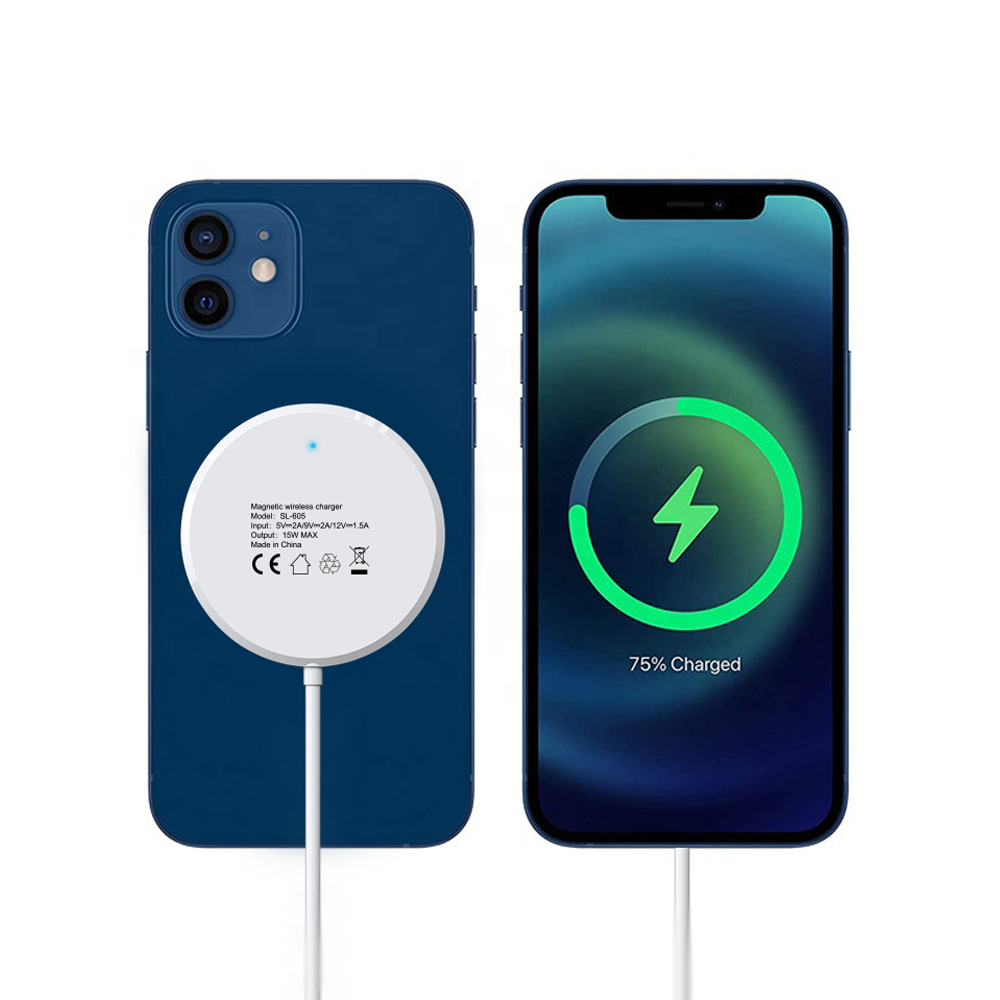 Магнитное зарядное устройство для iphone 12, портативное, 15 Вт, магнитное Быстрое беспроводное зарядное устройство, совместимое со всеми беспроводными зарядными устройствами Qi
