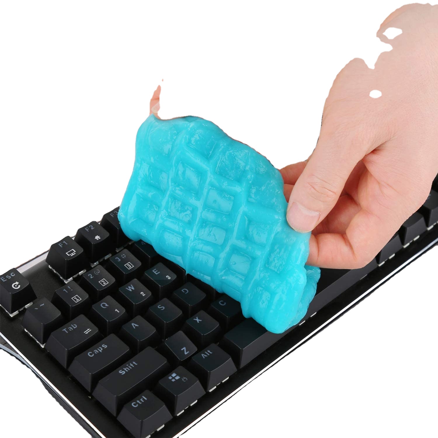Car gel cleans, removes gaps in car vents, grease on computer keyboards