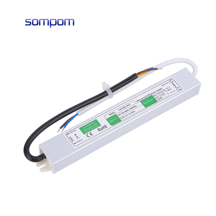 Sompom ip67 Водонепроницаемый Светодиодный драйвер с одним выходом 240 В ac dc 12 В 3a 36 Вт источник питания светодиодного драйвера